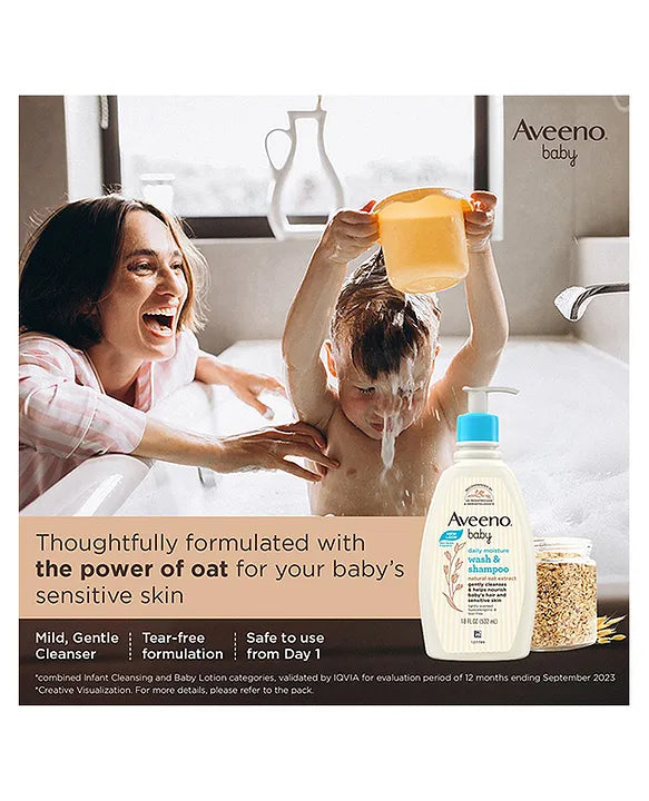 Aveeno Baby Daily Moisture Wash & Shampoo 532ml