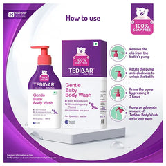 Torrent Pharma Tedibar Rich Moisturising Baby Body Wash 400ml with Skin Friendly PH | 100% Soap & Alkali Free | Prevents Dryness & Rashes | Dermatologically Test - By