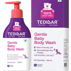 Torrent Pharma Tedibar Rich Moisturising Baby Body Wash 400ml with Skin Friendly PH | 100% Soap & Alkali Free | Prevents Dryness & Rashes | Dermatologically Test - By