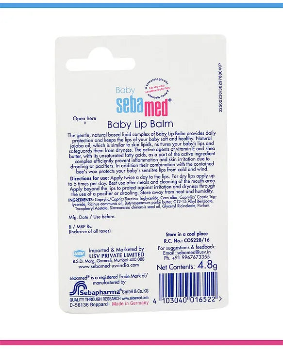 Sebamed Baby  Lip Balm|Soft Baby Lips|With Shea butter, Jojoba Oil & Beeswax|4.8 gm