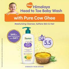 Himalaya Babycare Ghee Himalaya Head To Toe Baby Wash With Pure Cow Ghee 100 ml|pH5.5|For Sensitive Baby Skin from Day 1|Soap Free|No Tears|Newborn Safe|No Parabens|No Sulfates|Dermatologically Tested|Aloe Vera