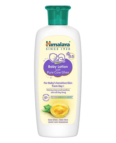 Himalaya Babycare Ghee Himalaya Baby Lotion with Pure Cow Ghee 100ml|pH 5.5|For Sensitive Baby Skin from Day 1|Upto 24-hr Moisture|Dermatologically Tested|Safe for Newborns|Aloe Vera