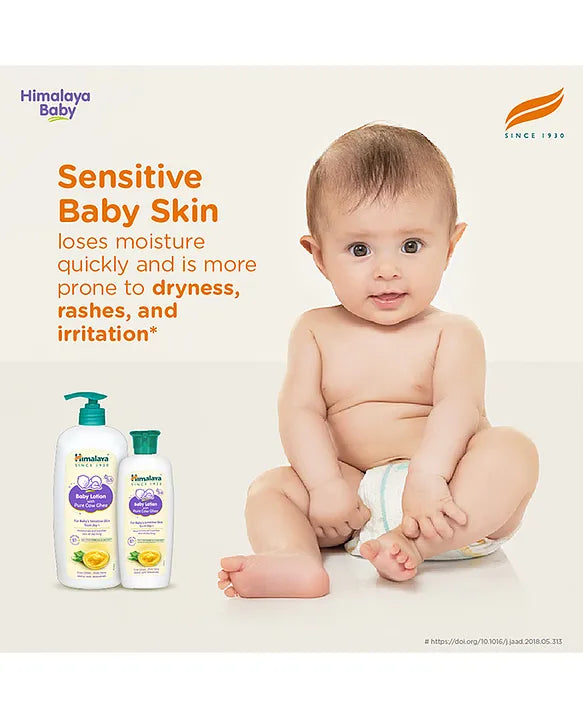 Himalaya Babycare Ghee Himalaya Baby Lotion with Pure Cow Ghee 200ml|pH 5.5|For Sensitive Baby Skin from Day 1|Upto 24-hr Moisture|Dermatologically Tested|Safe for Newborns|Aloe Vera