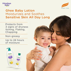 Himalaya Babycare Ghee Himalaya Baby Lotion with Pure Cow Ghee 100ml|pH 5.5|For Sensitive Baby Skin from Day 1|Upto 24-hr Moisture|Dermatologically Tested|Safe for Newborns|Aloe Vera