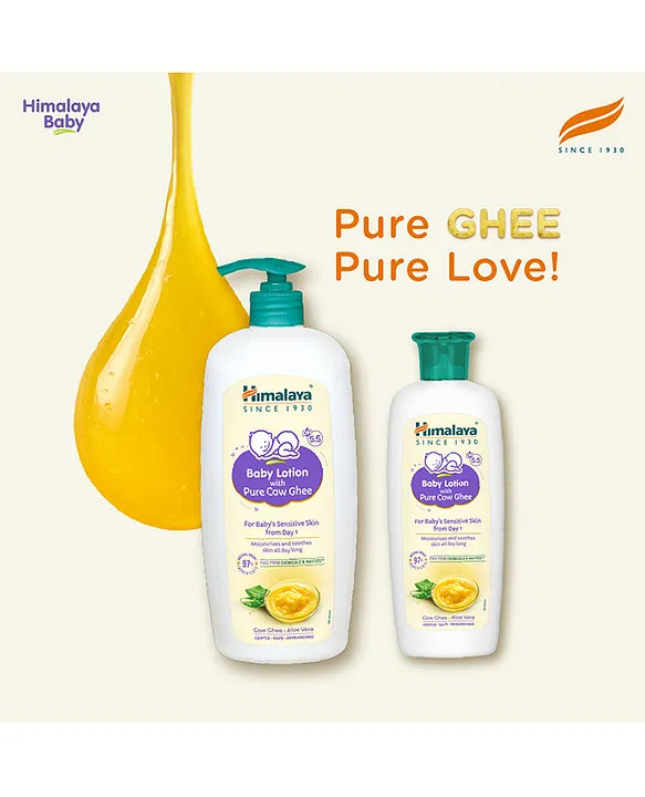 Himalaya Babycare Ghee Himalaya Baby Lotion with Pure Cow Ghee 200ml|pH 5.5|For Sensitive Baby Skin from Day 1|Upto 24-hr Moisture|Dermatologically Tested|Safe for Newborns|Aloe Vera