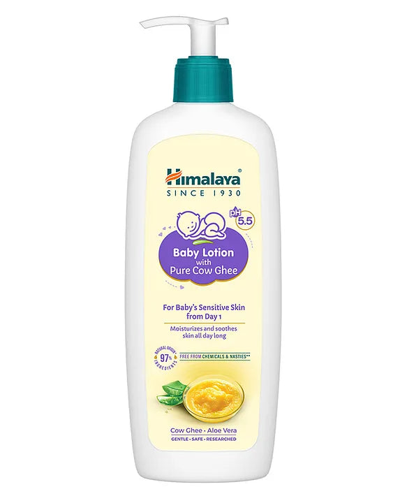 Himalaya Babycare Ghee Himalaya Baby Lotion with Pure Cow Ghee 400ml|pH 5.5|For Sensitive Baby Skin from Day 1|Upto 24-hr Moisture|Dermatologically Tested|Safe for Newborns|Aloe Vera