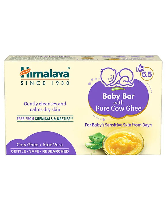 Himalaya Babycare Ghee Himalaya Baby Bar with Pure Cow Ghee 75g |ph 5.5|For baby's Sensitive skin from Day 1|Soap-free|Dermatologically Tested |Safe for newborns|Aloe vera