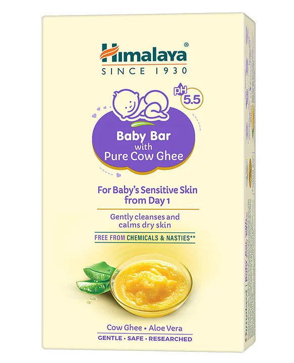 Himalaya Babycare Ghee Himalaya Baby Bar with Pure Cow Ghee 75g |ph 5.5|For baby's Sensitive skin from Day 1|Soap-free|Dermatologically Tested |Safe for newborns|Aloe vera