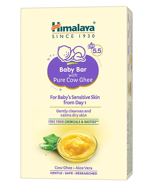 Himalaya Babycare Ghee Himalaya Baby Bar with Pure Cow Ghee 125g |ph 5.5|For baby's Sensitive skin from Day 1|Soap-free|Dermatologically Tested |Safe for newborns|Aloe vera