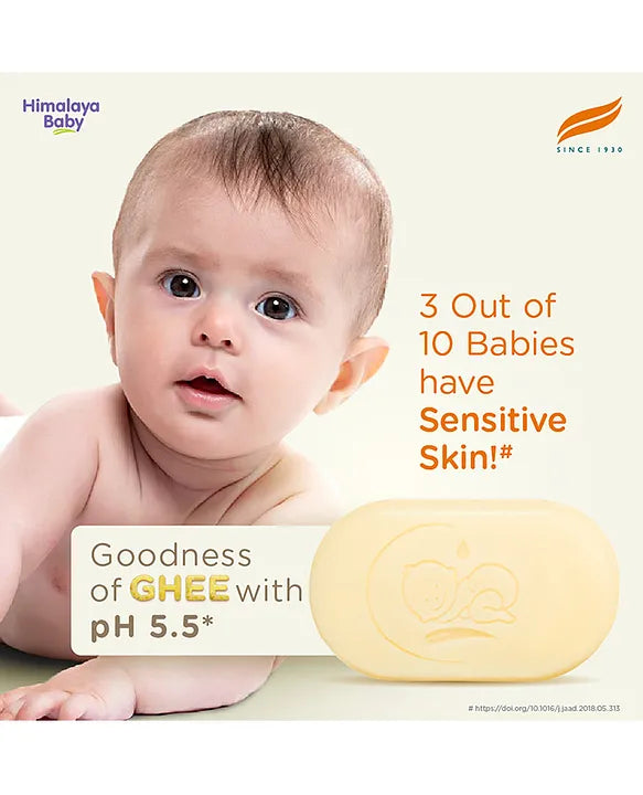 Himalaya Babycare Ghee Himalaya Baby Bar with Pure Cow Ghee 125g |ph 5.5|For baby's Sensitive skin from Day 1|Soap-free|Dermatologically Tested |Safe for newborns|Aloe vera