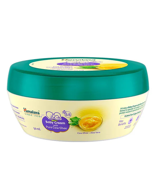Himalaya Babycare Ghee Himalaya Baby Cream with Pure Cow Ghee 50 ml|pH 5.5|For Sensitive Baby Skin from Day 1|Upto 24-hr Moisture|Dermatologically Tested|Safe for Newborns|Aloe Vera