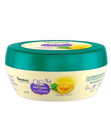 Himalaya Babycare Baby Cream With Pure Cow Ghee - 50 ml & Himalaya Head to Toe Baby Wash with Pure Cow Ghee - 400 ml