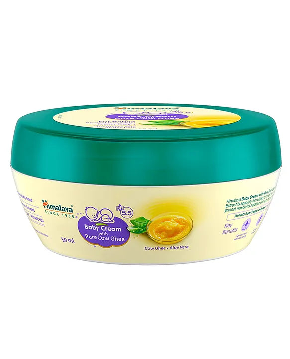 Himalaya Babycare Ghee Himalaya Baby Cream with Pure Cow Ghee 50 ml|pH 5.5|For Sensitive Baby Skin from Day 1|Upto 24-hr Moisture|Dermatologically Tested|Safe for Newborns|Aloe Vera