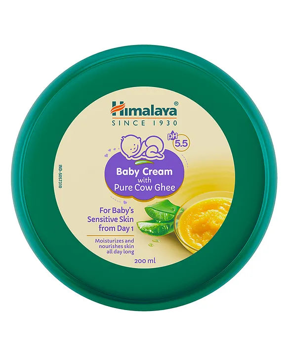 Himalaya Babycare Ghee Himalaya Baby Cream with Pure Cow Ghee 200 ml|pH 5.5|For Sensitive Baby Skin from Day 1|Upto 24-hr Moisture|Dermatologically Tested|Safe for Newborns|Aloe Vera
