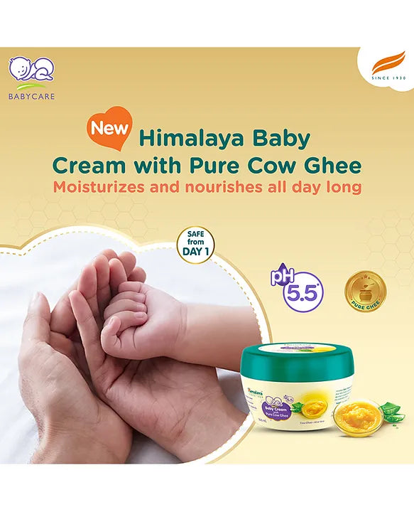Himalaya Babycare Ghee Himalaya Baby Cream with Pure Cow Ghee 200 ml|pH 5.5|For Sensitive Baby Skin from Day 1|Upto 24-hr Moisture|Dermatologically Tested|Safe for Newborns|Aloe Vera