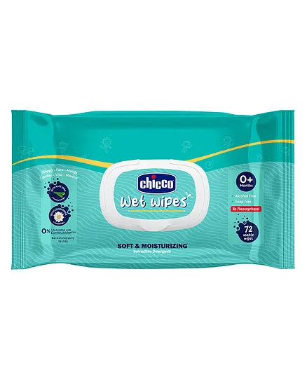 Chicco Wet Wipes with Fliptop - 72 Wipes (Pack of 3)
