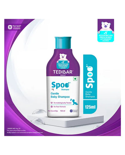 Torrent Pharma Spoo gentle baby shampoo 125ml No Tears  Gentle on Scalp  No. 1 Pediatrician Prescribed Anti Seborrheic Shampoo- By