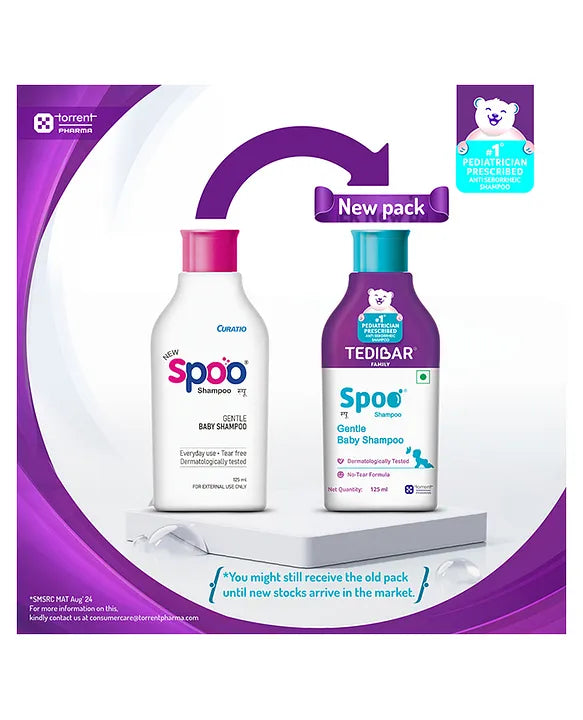 Torrent Pharma Spoo gentle baby shampoo 125ml No Tears  Gentle on Scalp  No. 1 Pediatrician Prescribed Anti Seborrheic Shampoo- By