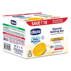 Chicco Baby Moments Glycerin Bathing Bar Pack of 3 - 75 g each