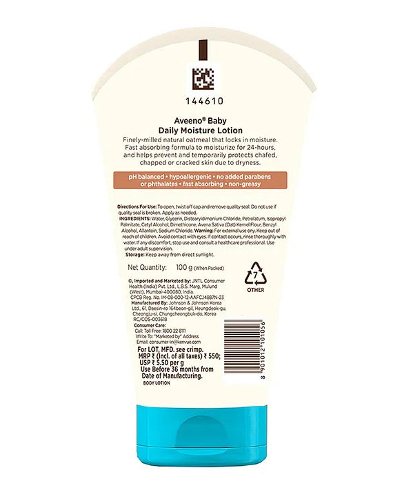 Aveeno Baby Daily Moisture Lotion with Oat Flour & Glycerine - 100 g
