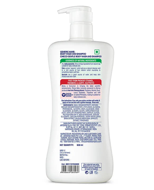 Chicco Baby Moments Gentle Body Wash And Shampoo - 650 ml