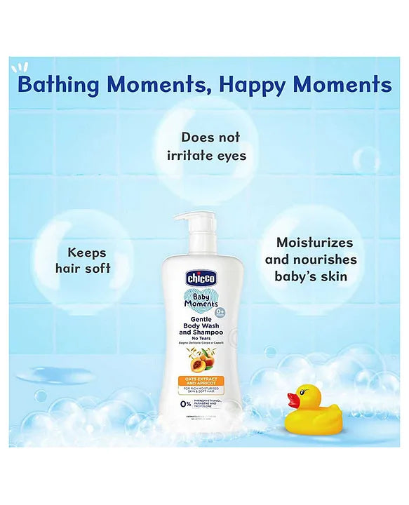 Chicco Baby Moments Gentle Body Wash And Shampoo - 650 ml