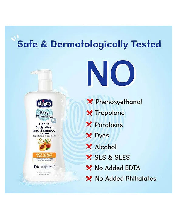 Chicco Baby Moments Gentle Body Wash And Shampoo - 650 ml