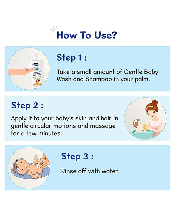 Chicco Baby Moments Gentle Bodywash & Shampoo with Green Apple & Peach - 100 ml