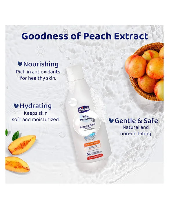 Chicco Baby Moments Peach Extract Bubble Bath  - 300 ml