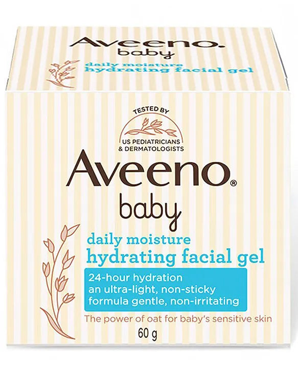Aveeno Baby Daily Moisture Hydrating Facial Gel (cream) 60g I Ultra-Light | 24 Hours Moisturisation Face Cream | Triple Oat Extract & Avocado Oil I Paediatrician Recommended I Newborn Infants & Children