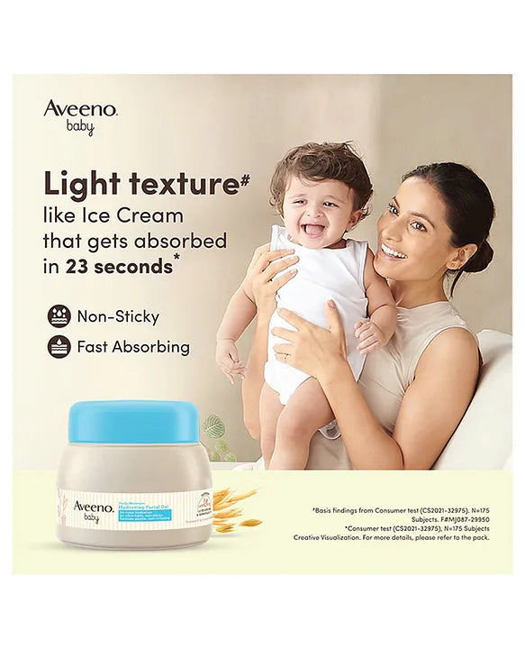 Aveeno Baby Daily Moisture Hydrating Facial Gel (cream) 60g I Ultra-Light | 24 Hours Moisturisation Face Cream | Triple Oat Extract & Avocado Oil I Paediatrician Recommended I Newborn Infants & Children