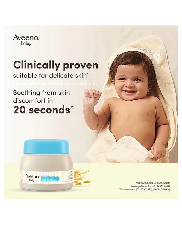 Aveeno Baby Daily Moisture Hydrating Facial Gel (cream) 60g I Ultra-Light | 24 Hours Moisturisation Face Cream | Triple Oat Extract & Avocado Oil I Paediatrician Recommended I Newborn Infants & Children