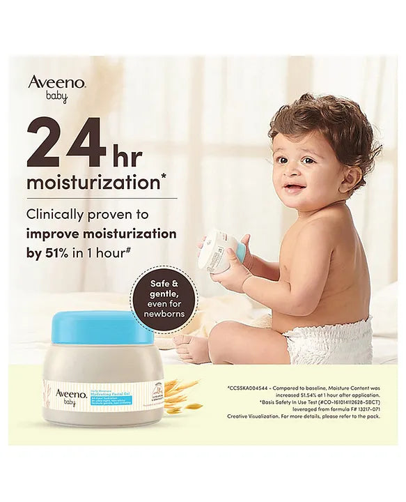 Aveeno Baby Daily Moisture Hydrating Facial Gel (cream) 60g I Ultra-Light | 24 Hours Moisturisation Face Cream | Triple Oat Extract & Avocado Oil I Paediatrician Recommended I Newborn Infants & Children