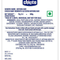 Chicco Baby Moments Glycerin Bathing Bar Pack of 4  - 75 g each