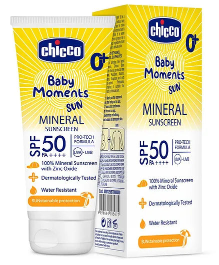 Chicco Baby Moments Mineral Sun Cream SPF 50 - 75 g (Pack of 3)