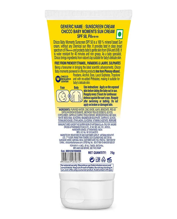 Chicco Baby Moments Mineral Sun Cream SPF 50 - 75 g