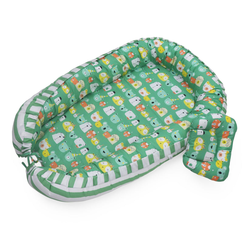 Green Panda - Baby Boat Bed for Babies & Infants | Portable Baby Bedding Set with Pillow