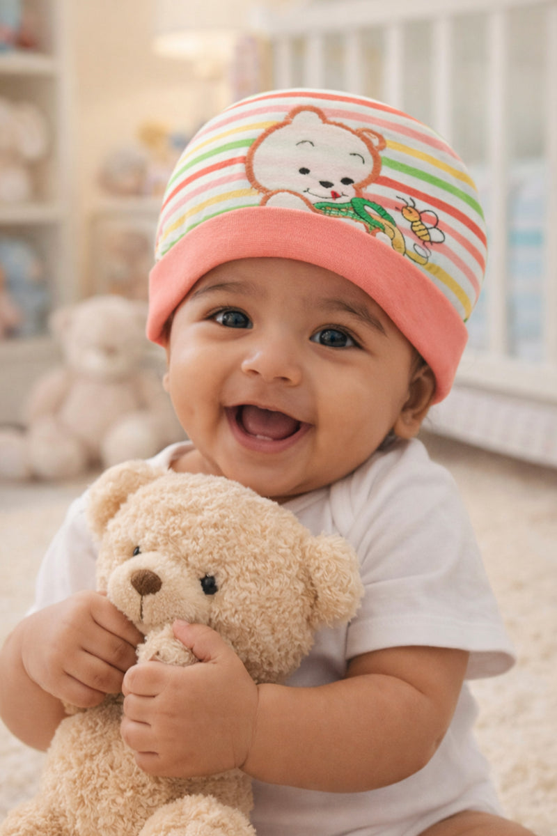 Kradyl Kroft Cotton Baby Cap | Stretchy Fabric | Good Fit - Peachy