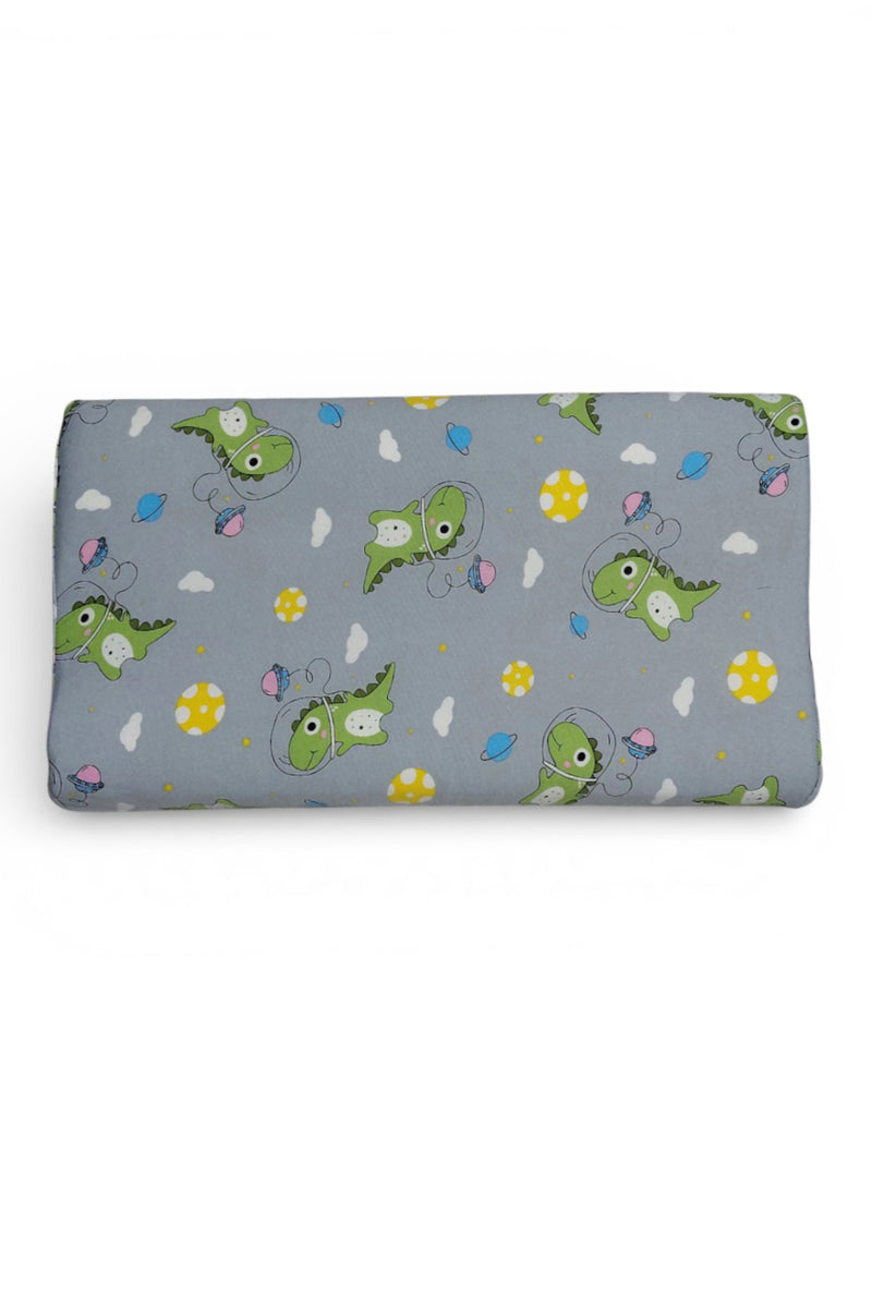 Kradyl Kroft Cervical Memory Foam Pillow for Kids 3 to 8 Yrs - Grey Dino