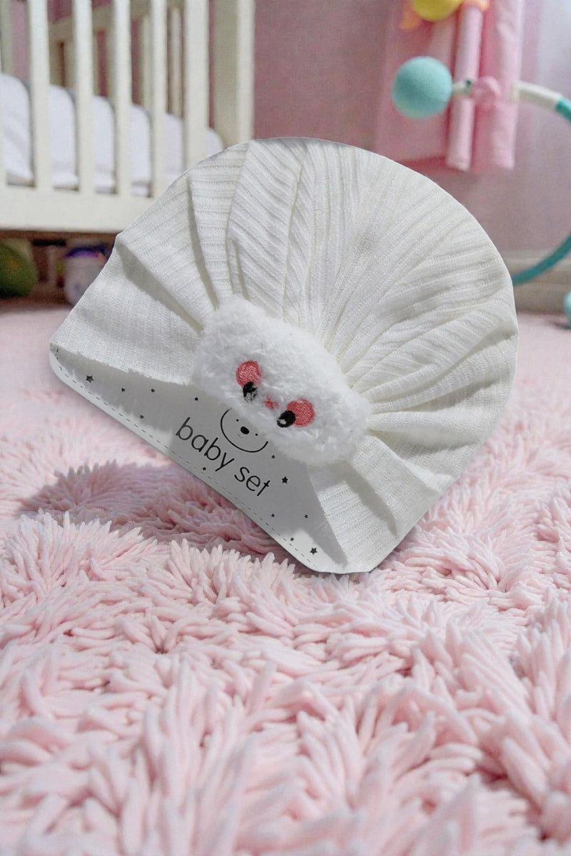 Kradyl Kroft Baby Girl Turban Cap | Stretchy Fabric | Good Fit - White