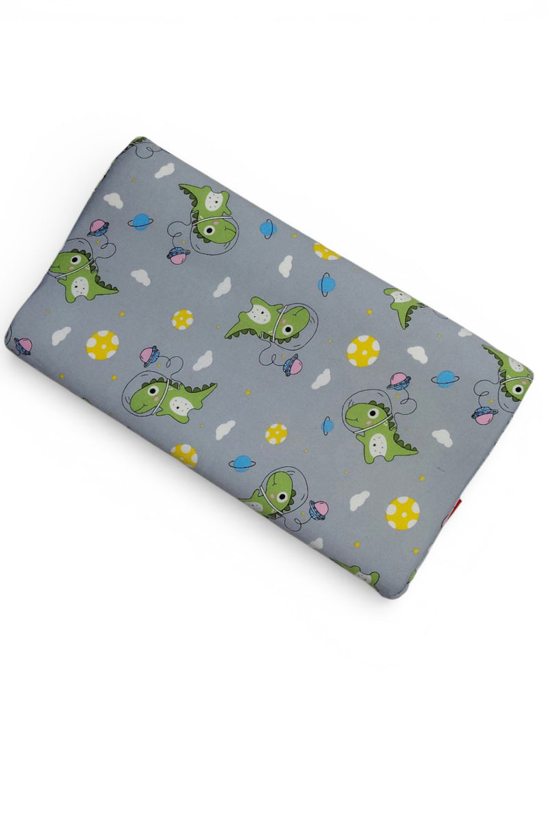 Kradyl Kroft Cervical Memory Foam Pillow for Kids 3 to 8 Yrs - Grey Dino