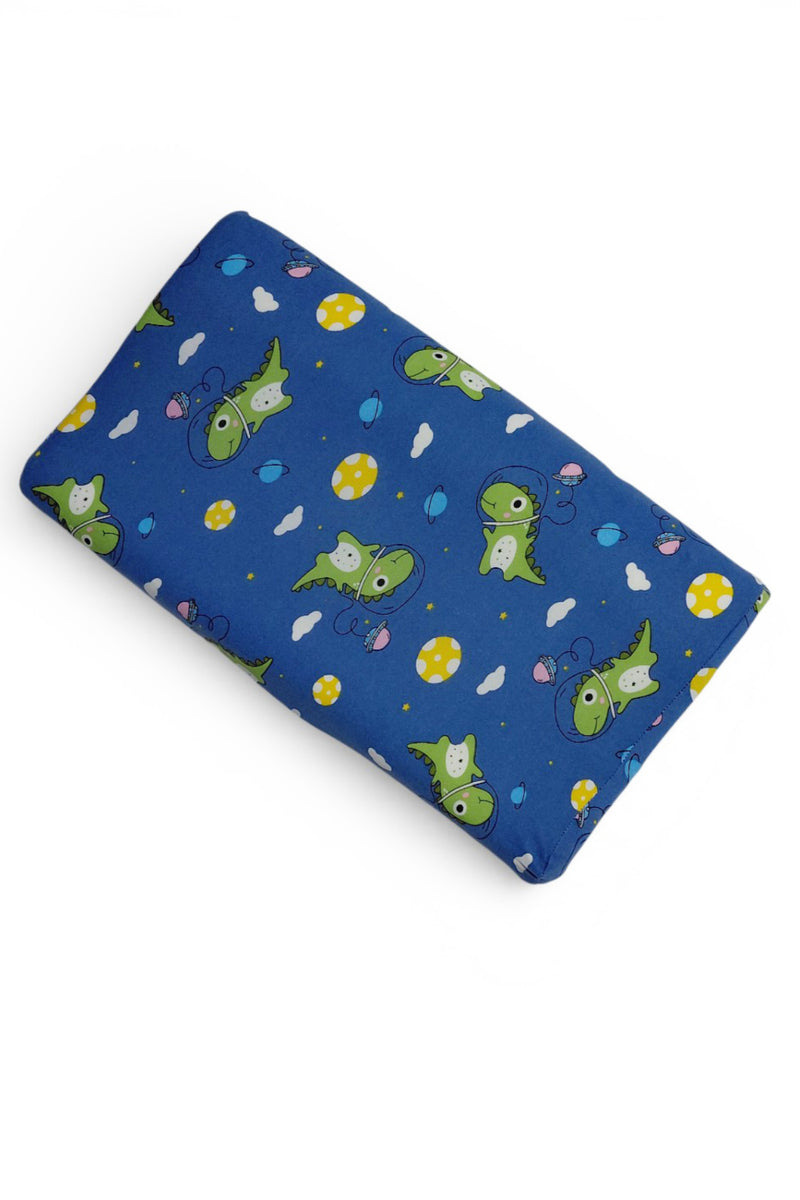 Kradyl Kroft Cervical Memory Foam Pillow for Kids 3 to 8 Yrs - Blue Dino