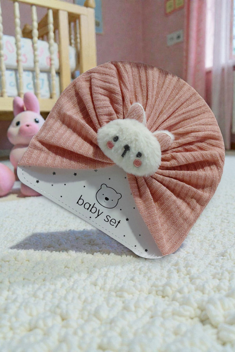 Kradyl Kroft Baby Girl Turban Cap | Stretchy Fabric | Good Fit - Peach