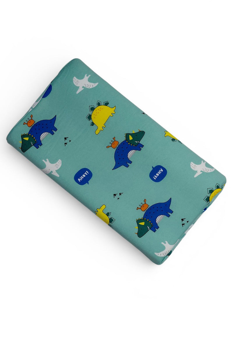 Kradyl Kroft Cervical Memory Foam Pillow for Kids 3 to 8 Yrs - Green Dino