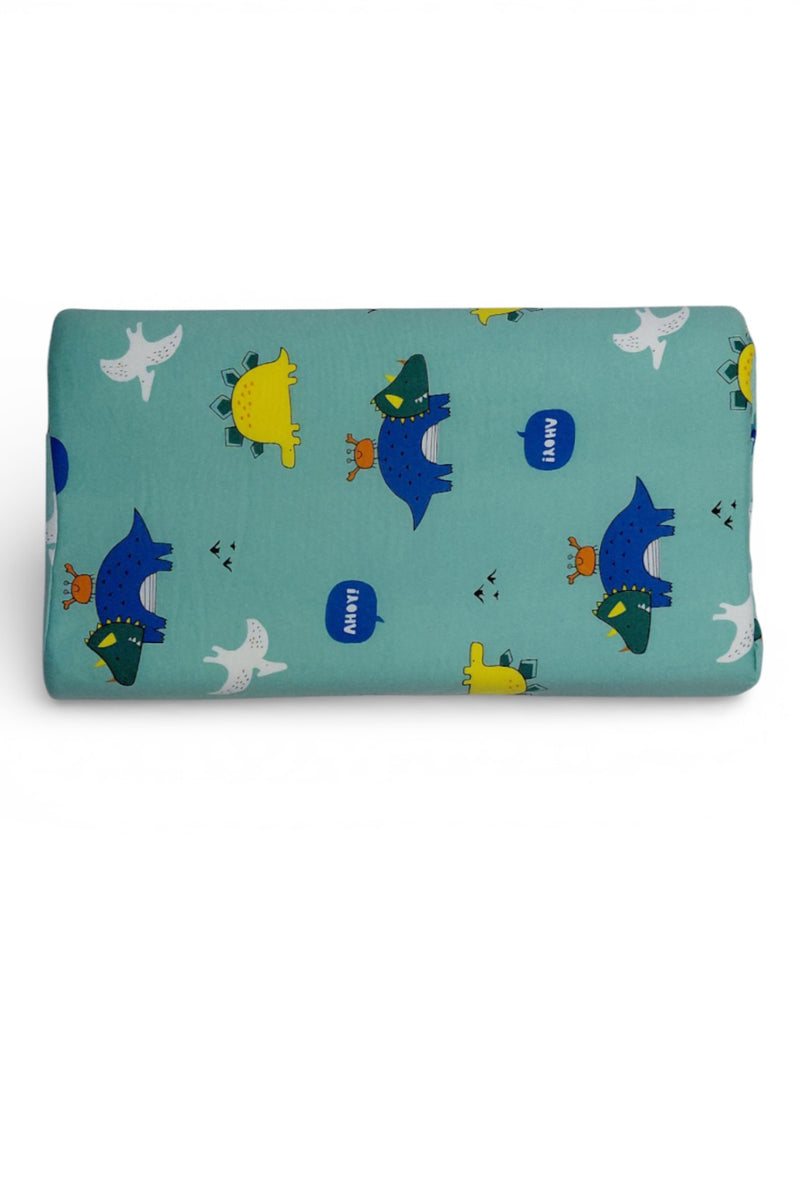 Kradyl Kroft Cervical Memory Foam Pillow for Kids 3 to 8 Yrs - Green Dino