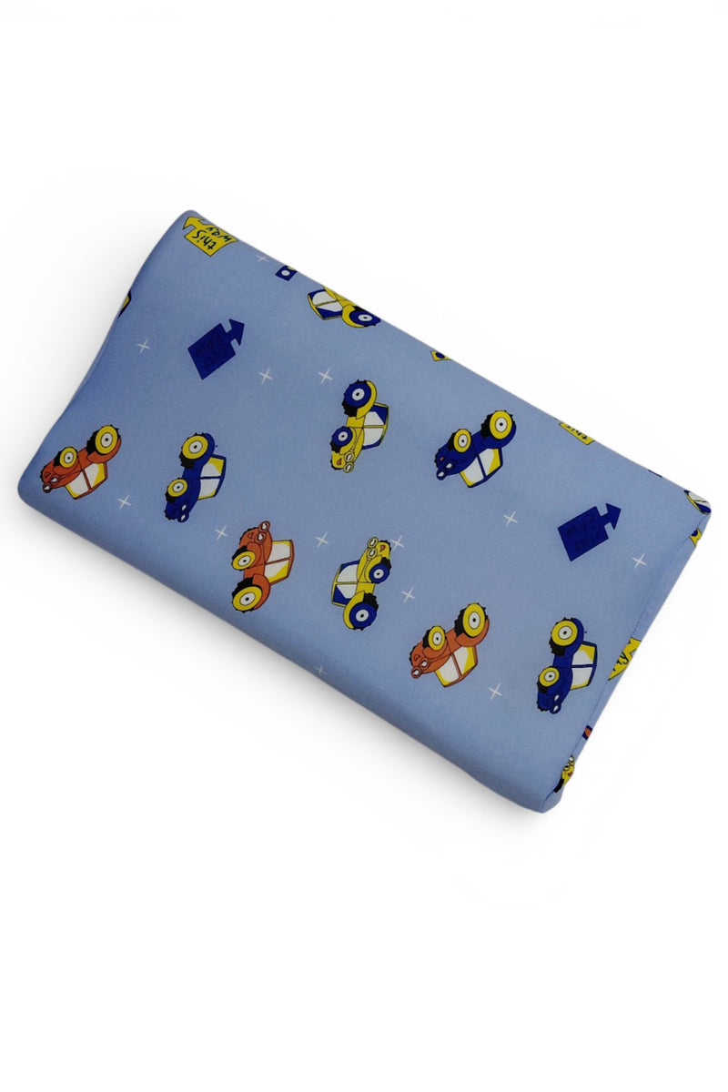 Kradyl Kroft Cervical Memory Foam Pillow for Kids 3 to 8 Yrs - Blue Wheels