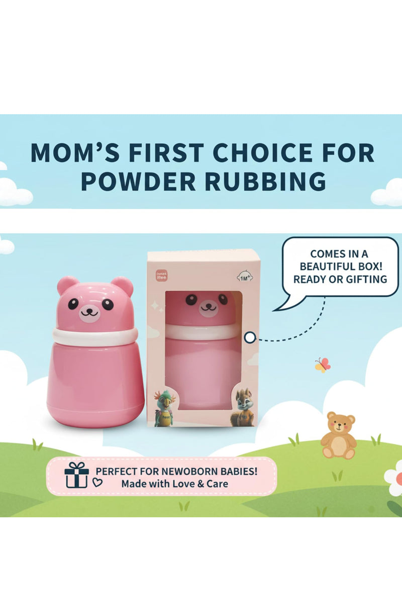 Pink Baby Powder Puff | Baby Powder Puff With Box | Powder Puff With Box Holder Container | Powder Puff For Babies | Puff Powder Box