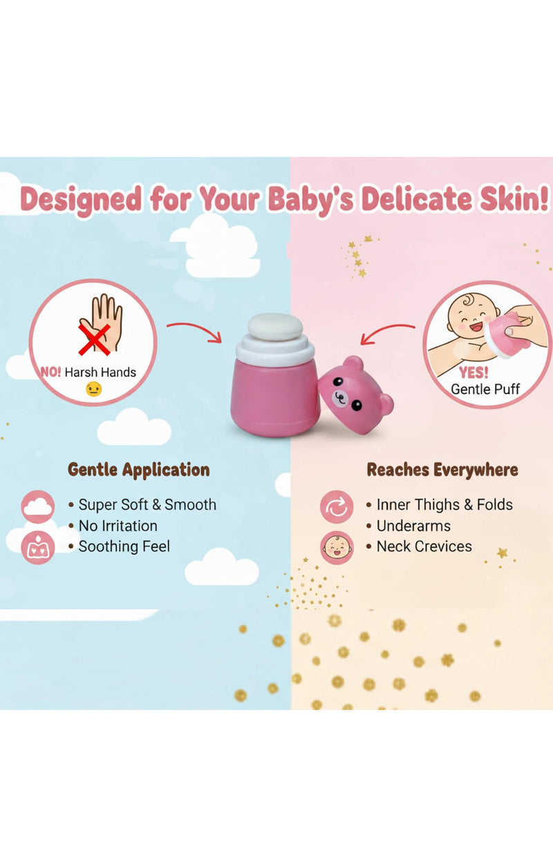 Pink Baby Powder Puff | Baby Powder Puff With Box | Powder Puff With Box Holder Container | Powder Puff For Babies | Puff Powder Box