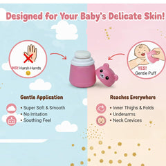 Pink Baby Powder Puff | Baby Powder Puff With Box | Powder Puff With Box Holder Container | Powder Puff For Babies | Puff Powder Box