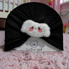 Kradyl Kroft Baby Girl Turban Cap | Stretchy Fabric | Good Fit - Black